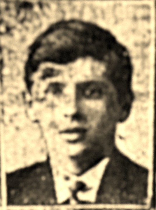 sepia newspaper cutting photograph of the head and shoulders of walter in a suit and tie