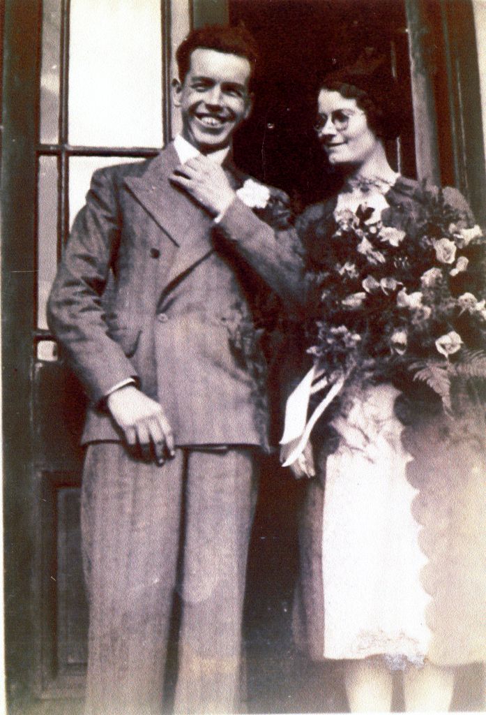 Photograph of Winifred Kate with her husband Samuel Charles Baker on their wedding day in 1940