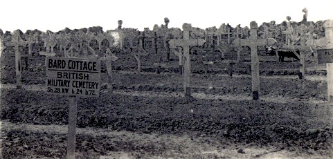 Black and white photograph of Bard Cottage British Military Cemetery