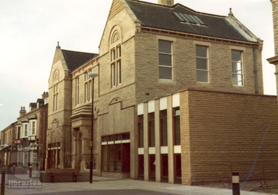 A colour photograph of Ossett Public Library on Station Road, Ossett.  The building was originally a Mechanics Institute, opened in 1890, and became a public library in 1899.  Internal Reference: OS 214